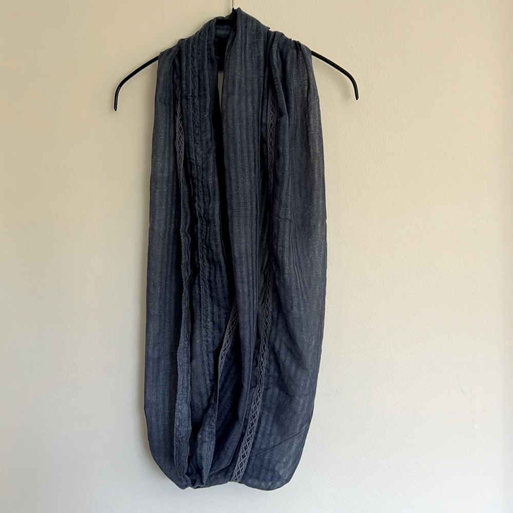 Sheer indigo blue infinity scarf